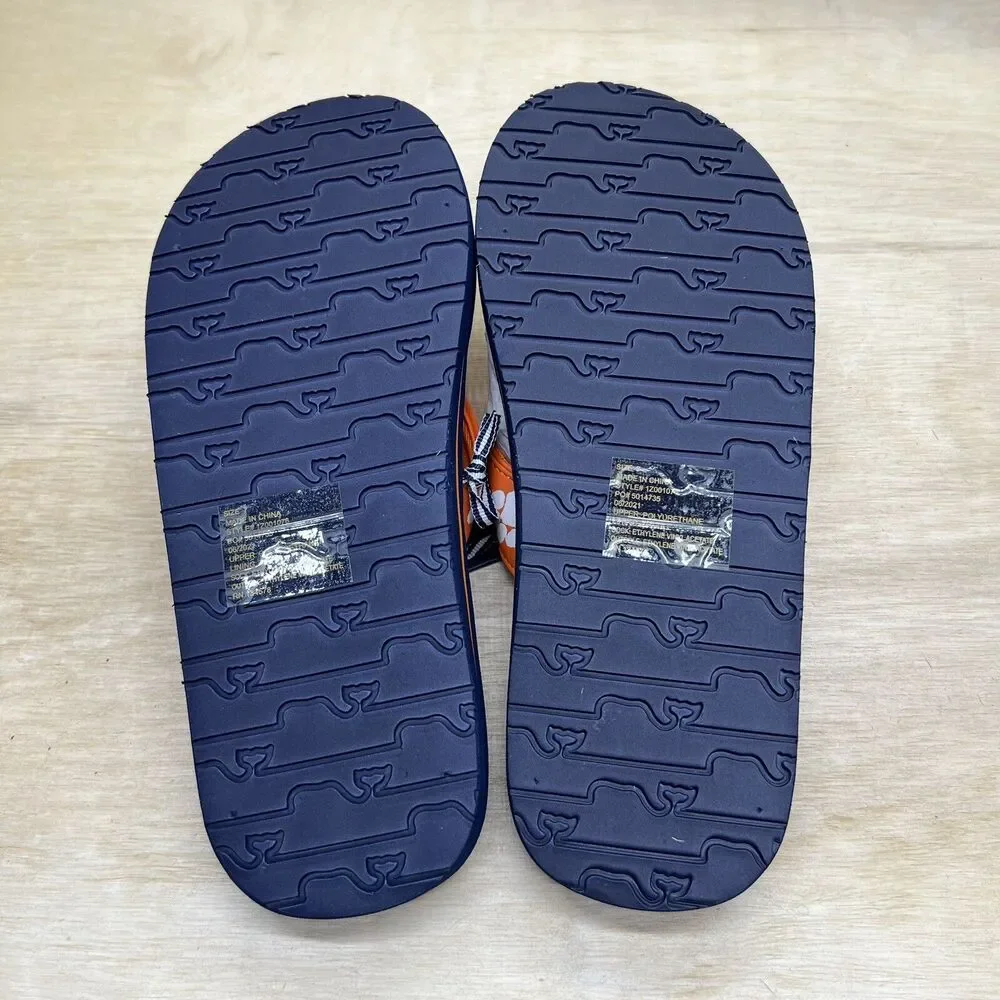 NEW sz 7 Mens Vineyard Vines Orange Clemson Tigers Flip Flops